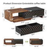 LITTLE TREE Expandable Wooden Coffee Table with 2 Drawers, Space-Saving Rectangular Farmhouse Center Table, Perfect for Living Room and Office, Brown and Black LITTLE TREE