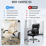 linting Ergonomic Reclining Office Chair with Footrest for Heavy People 400lbs Big Tall Comfortable Wide Recliner Home Office Desk Chair with Foot Leg Rest, Beige linting
