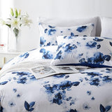 Cupocupa Queen Duvet Cover Set - 3pc Blue Floral Art Deco Bedding - Soft Botanical Print Polyester Duvet Cover with 2 Pillowcases - All Season Reversible Comforter Cover (Queen, Blue Floral) Cupocupa
