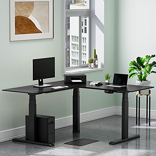 Stand Steady Tranzendesk Power Extra Large 71 Inch Electric L-Shaped Corner Standing Desk, Height Adjustable Ergonomic Corner Desk & Sit Stand Workstation, Fits 4 Monitors (Black, 71in x 71in) Stand Steady