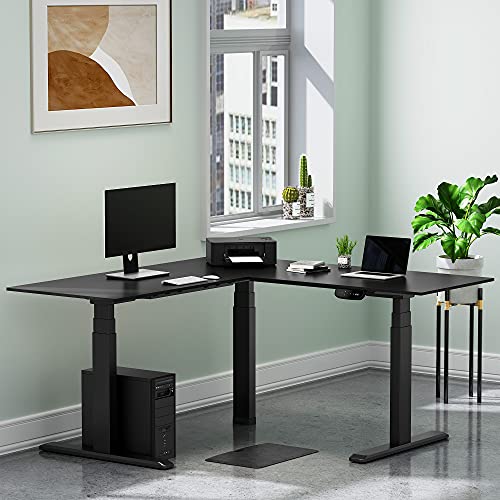 Stand Steady Tranzendesk Power Extra Large 71 Inch Electric L-Shaped Corner Standing Desk, Height Adjustable Ergonomic Corner Desk & Sit Stand Workstation, Fits 4 Monitors (Black, 71in x 71in - WoodArtSupply