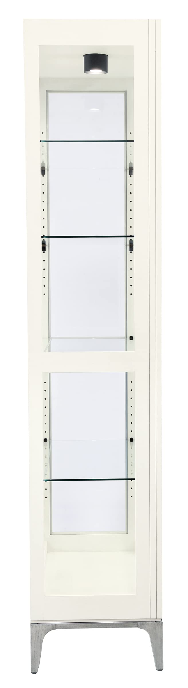 Howard Miller Sheena II Curio Cabinet – White Wire Brushed Display Cabinet Reclaimed Wood Look Aged Nickel Base & Square Pulls Hinged Glass Doors Adjustable Shelves & Mirrored Back for Home Decor Howard Miller