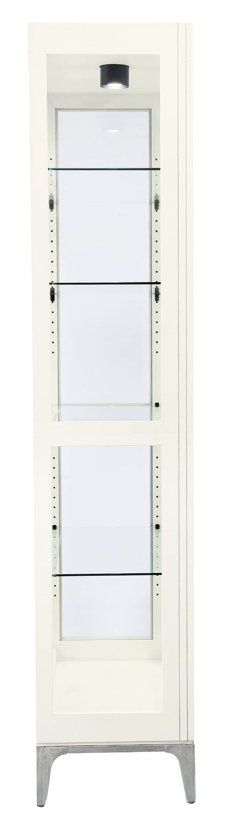 Howard Miller Sheena II Curio Cabinet – White Wire Brushed Display Cabinet Reclaimed Wood Look Aged Nickel Base & Square Pulls Hinged Glass Doors Adjustable Shelves & Mirrored Back for Home Decor Howard Miller