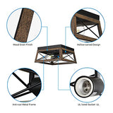 DEWENWILS Farmhouse Ceiling Light Fixture, Metal Flush Mount Ceiling Light with Wood Grain Finish, 2-Lights Ceiling Lamp for for Hallway, Entryway, Kitchen, Foyer DEWENWILS