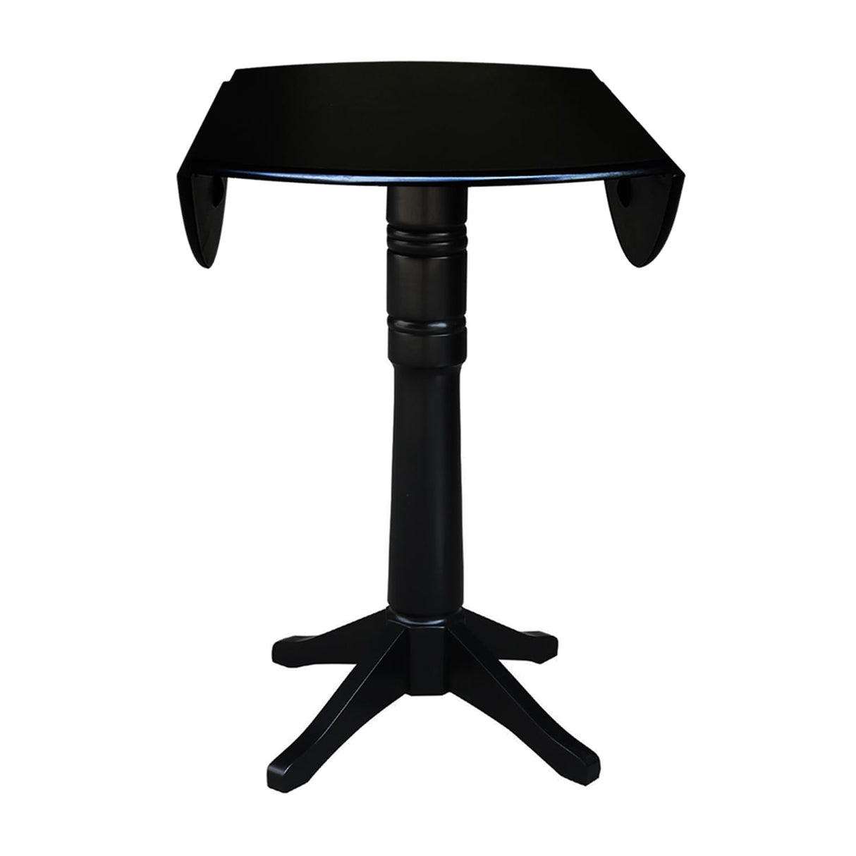 IC International Concepts 42" Round Dual Drop Leaf Pedestal, 42.3" H Dining Table, Black IC International Concepts