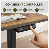 BANTI L-Shaped Standing Desk - 63 x 55 Inch Adjustable Corner Standing Desk with Charging Station - L Shape Sit Stand Table with Memory Controller, Splice Board for Home Office, Rustic Brown BANTI