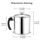 Kyraton Bacon Grease Container With Strainer, 48 oz Stainless Steel Oil Container, Pot Fat Storage With Lid, Easy Grip Handle Suitable For Storing Frying Oil And Cooking Grease 1. Silver Kyraton