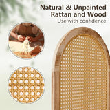 Leesinwing 4 Panels Room Dividers and Hand-Woven Rattan Room Divider Wall, Wood Room Divider Folding Privacy Screens for Home Office Bedroom, Light Brown Leesinwing