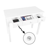 STHOUYN Home Office Small Writing Desk with Drawers Bedroom, Study Table for Adults/Student, Vanity Makeup Dressing Table Save Space Gifts White (White) STHOUYN