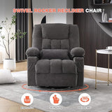 Massage Swivel Recliner Chair with Vibration Massage and Lumbar Heating for Adults,Oversized Rocker Recliner Single Sofa with Side Pocket,Two Cup Holders and USB Charge Port for Living Room