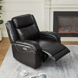 Watson & Whitely Genuine Leather Power Recliner Chairs for Adults, Wall Hugger RV Recliner with Power Headrest & Charging Ports, Electric Recliner Sofa Chair for Living Room, Black