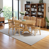 Furnifact 7-Piece Oval Dining Table Set – Expandable Table with 6 Chairs, Classic Brown Finish, Sturdy Solid Wood, Ideal for Formal and Casual Dining Furnifact