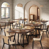 Tribesigns Square Dining Table Set of 2, 31.5" Farmhouse Dinner Table with Metal Base, Wood Kitchen Table for Dining Room, Small Space, Apartment, Rustic Brown & Black Tribesigns