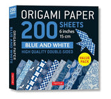 Origami Paper 200 sheets Blue and White Patterns 6" (15 cm): Double Sided Origami Sheets Printed with 12 Different Designs (Instructions for 6 Projects Included) Tuttle Publishing