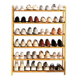 RESTSUKO 6-Tier Free Standing Shoe Racks, Bamboo Wood Shoe Rack for Entryway & Closet, Holds up to 24 Pairs of Shoes RESTSUKO