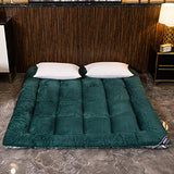ALEEIK Plush Full Size Floor Mattress, Winter Ultra Warm Mattress Topper Foldable Bed Roll Up Camping Mattress Trifold Futon Mattress(120x200cm(47x79inch), Green) ALEEIK