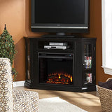 SEI Furniture Claremont Convertible Corner Electric Fireplace Media Stand with Storage, Black SEI Furniture