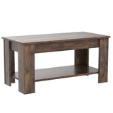 FDW Lift Top Coffee Table with Hidden Compartment and Storage Shelf Wooden Lift Tabletop for Home Living Room Reception Room Office (Brown) FDW