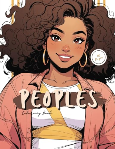 Coloring Book for Adults: Peoples | Sketch Style | Cartoon People: Grayscale/Line Mix - Anime Styled Men and Women WoodArtSupply