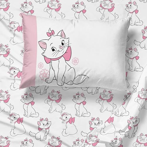 Jay Franco Kids Sheet Set with Fitted, Flat Sheets & Pillow Cover - Ultra-Soft Bedding with Pillowcase for Room Decor, White - Aristocats, 3 Piece Twin Jay Franco