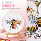 Huacan Embroidery Kit for Beginners Adults Includes Stamped Bee and Flower Pattern, Hoop, Color Threads,Tools,Easy to Follow Instruction