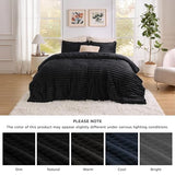 Bedsure Comforter Set Queen Size - GentleSoft™ 3 Pieces Double-Side Fleece Fluffy Black Comforter Set, Cozy Striped Room Decor Aesthetic, Luxury Bedding Queen Size, 2 Pillowcases, 90x90 Inches Bedsure