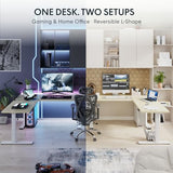 FLEXISPOT L Shaped Standing Desk, 71 x 63 Inch Electric Height Adjustable Corner Desk, Sit Stand Computer Workstation, Preset Controller, Home Office, White Frame with Maple Top FLEXISPOT