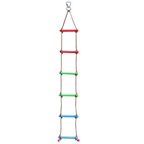 Rainbow Craft 6.6FT Climbing Rope Ninja Ladder for Kids - Kids Ninja Warrior Obstacle Course Accessories - Swing Rope Ladder Rainbow Craft