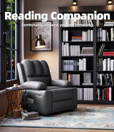 GarveeHome Recliner Chairs, Classic Manual Leather Recliner, Home Theater Seating with Lumbar & Arms Support for Living Room, Bedroom and Nursery (Grey-22“)