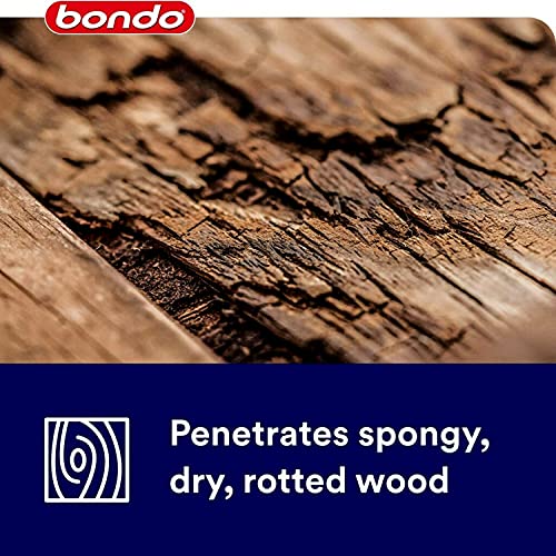Bondo Rotted Wood Restorer, 8 fl oz., Penetrates into Spongy, Dry-rotted Wood Fibers Creating a Solid Surface, Dries clear and tack free, Water Resistant, Stainable and paintable (20131) bondo