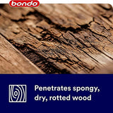 Bondo Rotted Wood Restorer, 8 fl oz., Penetrates into Spongy, Dry-rotted Wood Fibers Creating a Solid Surface, Dries clear and tack free, Water Resistant, Stainable and paintable (20131) bondo