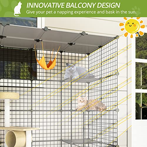 Eiiel Outdoor Cat Enclosure,Largr Cages,Catio with Super Large Enter Door,House Balcony Cat Playpen with Platforms,DIY Kennels Crate Large Exercise Place Ideal for 1-4 Cats Eiiel