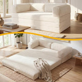 Tri-Folding Mattress Queen Futon Sofa Bed, Convertible Tri Fold Mattress Foldable with Removable Armrests & Washable Cover, 5-Inch Floor Mattress with High-Density Foam, Small Couch Bed, Beige Erament