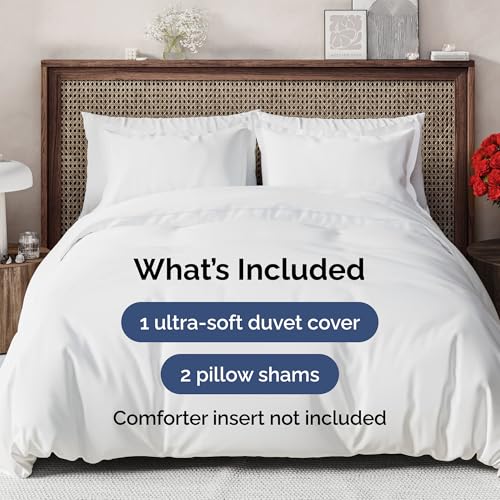 White Duvet Cover Queen Size - Extra Soft Queen Size Duvet Cover - Lightweight, Comfy, Cozy & Breathable - Easy Care & Fade Free with Zipper Closures & Ties - 90" x 90" Inches - Comforter Not Included CGK Unlimited