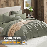 Geniospin King Size Comforter Set- 7 Piece Sage Green Textured King Bedding Set, Soft Solid Bed in a Bag for All Season, King Comforter Set with Sheets(Sage Green,102''x90'') Geniospin