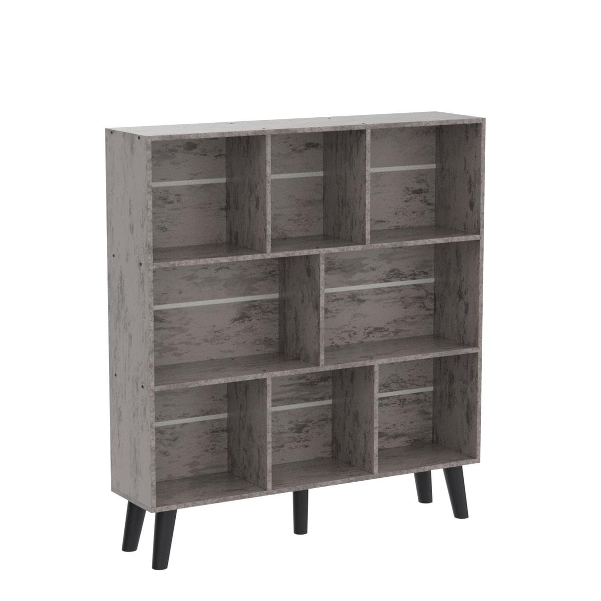 LEYAOYAO 8 Cube Bookshelf,3 Tier Bookcase with Legs,Modern Grey Mid-Century Bookshelves,Large Farmhouse Open Storage Organizer Shelf, Retro Wooden Display Book Case for Bedroom,Living Room,Office LEYAOYAO