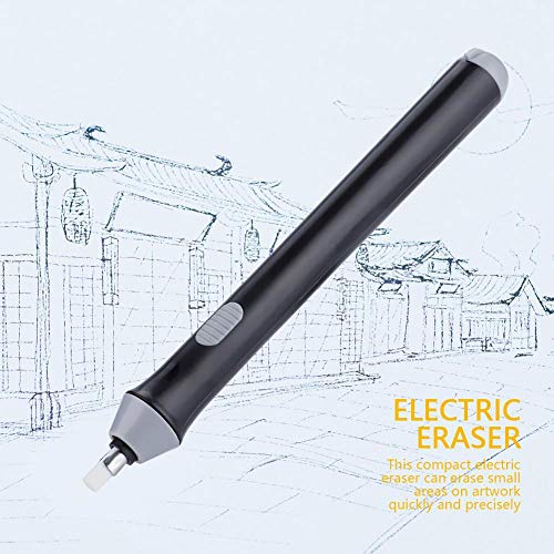Electric Eraser Kit Automatic Pencil Eraser Battery Operated with 20 Eraser Refills Detailer Tool for Artists Sketching Pencils/Drafting Pencil/Graphite(Black) Walfront