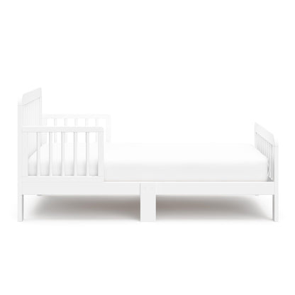 Storkcraft Pasadena Toddler Bed (White) - GREENGUARD Gold Certified, Includes Toddler Safety Guardrails, Fits Standard Crib & Toddler Mattress, Stylish Design with Rounded Details