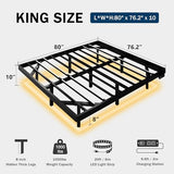 GalnFu King Size Floating Bed Frame with LED Lights and Charging Station, Metal Platform Bed Frame with Heavy Duty Steel Slats Support, Noise-Free, No Box Spring Needed, Easy Assembly GalnFu