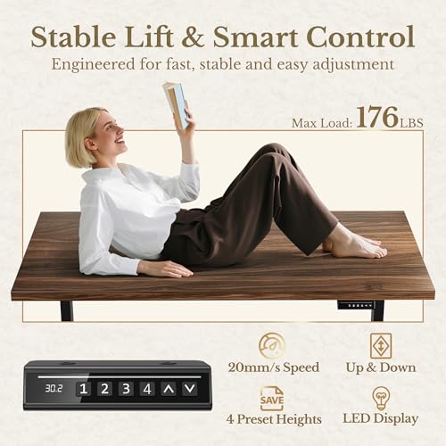 Perledesign 63 Inches L Shaped Electric Standing Desk, Executive Height Adjustable Desk with Drawers and File Cabinet, AC/USB, 1.18" Desktop and Privacy Panel for Home Office, Black Walnut Perledesign