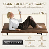 Perledesign 63 Inches L Shaped Electric Standing Desk, Executive Height Adjustable Desk with Drawers and File Cabinet, AC/USB, 1.18" Desktop and Privacy Panel for Home Office, Black Walnut Perledesign