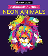 Brain Games - Sticker by Number: Neon Animals Brain Games