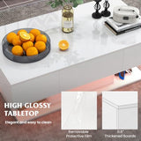 Tangkula LED Coffee Table with 2 Drawers, High Glossy Modern Center Table, 20-Color Dimmable LED Lights & Remote Control, 2-Tier Rectangle Coffee Table for Living Room (with Drawer, White) Tangkula