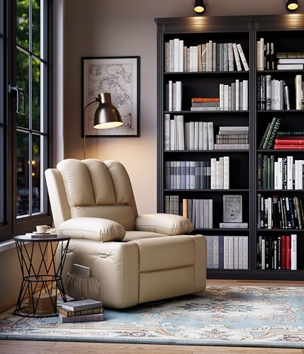 MegaChoice Oversized Manual Recliner Chair, Adjustable Home Theater Seating with Lumbar Support & Footrest, PU Leather Lounge Chair with Side Pocket for Living Room, Bedroom, Nursery MegaChoice