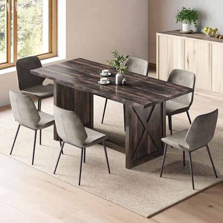 YITAHOME 70.8" Large Farmhouse Dining Table for 6 to 8 People, Rustic Style Wood Dinner Table, Rectangular Dining Table for Kitchen, Dining Room & YITAHOME