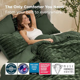 Bedsure Gentlesoft™ 2-in-1 Queen Comforter Set and Detachable Fluffy Blanket, Olive Green Bedding Set for All Season Use, SnapTech™ Design for Space Saving (Includes 2 Pillow Shams, 2 Pillowcases) Bedsure