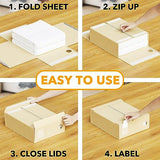 SpaceAid 8 Pack Bed Sheet Organizers and Storage, Foldable Sheet Organizer for Linen Closet, Sheets Set Folder Keeper with Window XL (Queen & King Size) Bedding Container (Beige, 8 Pack) SpaceAid