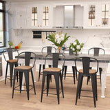 Aklaus Metal Bar Stools Set of 4,26 inch Barstools Counter Height Bar Stools with Backs Farmhouse Bar Stools with Larger seat High Back Kitchen Dining Chairs Modern Bar Chairs Matte Black Stool Aklaus