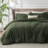 Bedsure King Size Comforter Set - Dark Green Soft Bedding for All Seasons, Cationic Dyed Bed Set, 3 Pieces, 1 King Size Comforter (104"x90") and 2 Pillow Shams (20"x36"+2") Bedsure