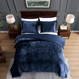 TAMGHO Navy Blue Velvet Comforter King Set 3pc, Blue Velvet Bedding King Size for All Seasons, 1 Comforter (108"x96") and 2 Pillow Shams (20"x36") TAMGHO